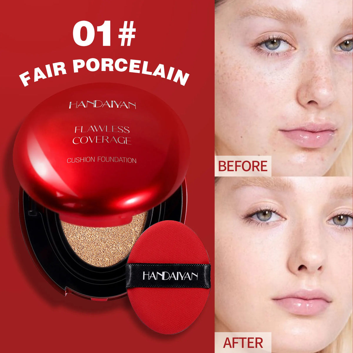 Korean Air Cushion Foundation - Light Natural Moisturizing Concealer Whitening Oil-Control Women's Liquid Foundation Makeup