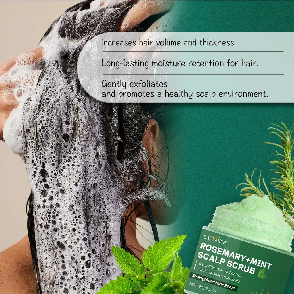 Rosemary Mint Scalp Scrub Deep Cleansing Refreshing Oil Control Rosemary Shampoo for Strengthens Hair Nourishing the Scalp 100g