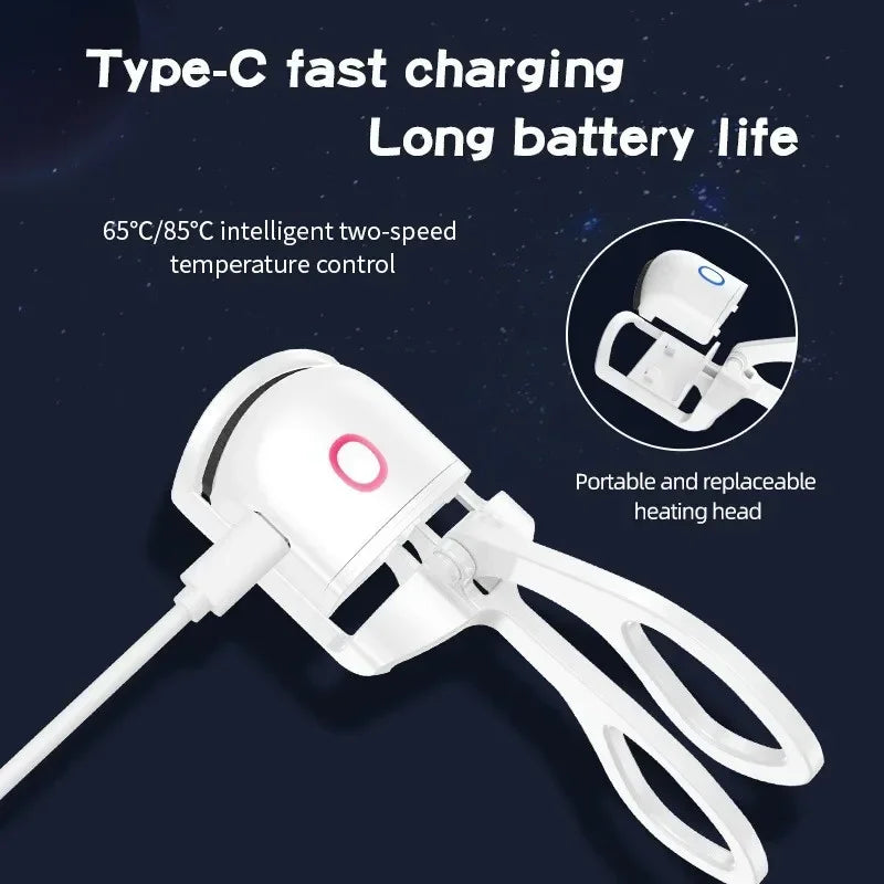 Electric Heated Eyelash Curler USB Rechargeable, Long-Lasting Curl for Natural-Looking Lashes, for Daily Makeup Professional Use