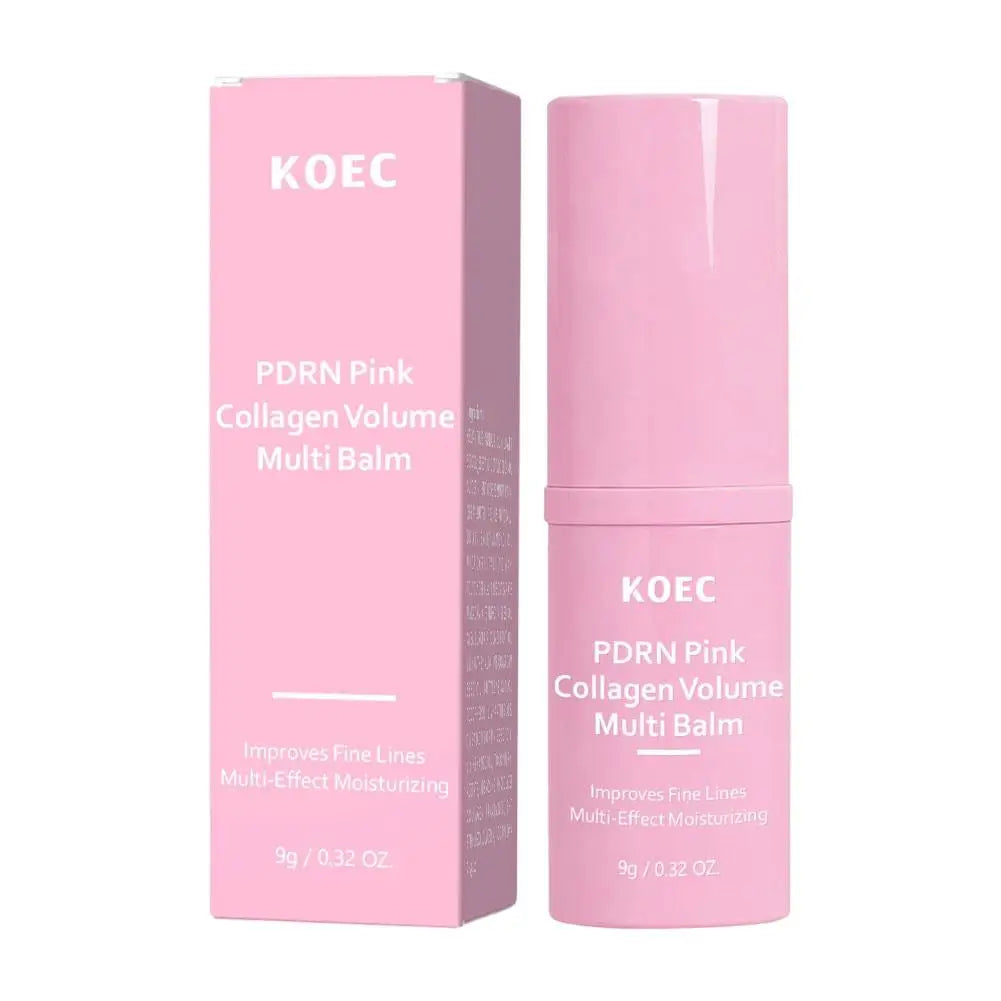 KOEC PDRN Pink Collagen Volume Multi Balm Stick, Anti‑Aging Moisturizing Serum Stick for Fine Lines, Dull Skin Brightening
