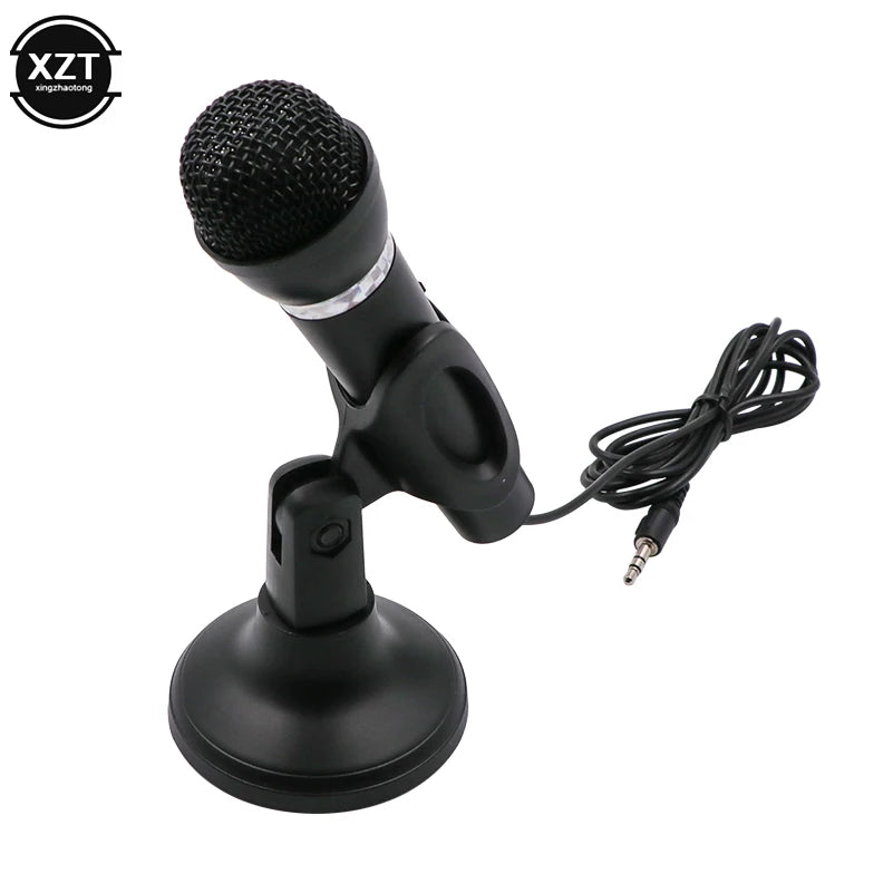 3.5mm Microphone Home Stereo MIC Desktop Stand YouTube Video Skype Chatting Gaming Podcast Recording Microphone for PC