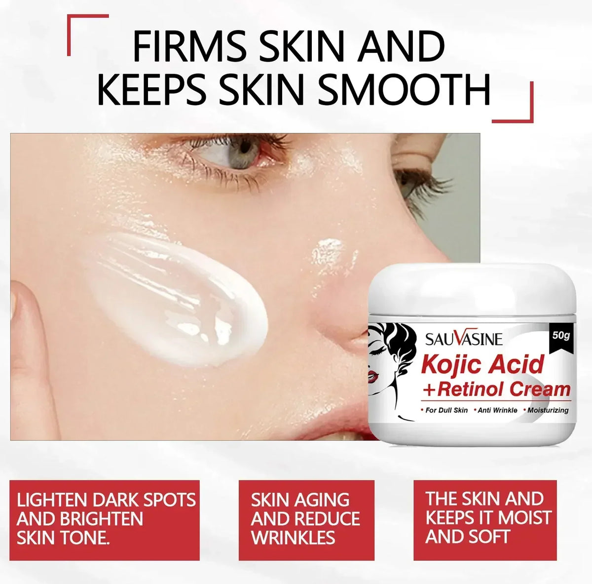 Kojic Acid Cream Remove Pigment Melanin Whitening Remove Dark Spots Cream Nourishing & Resurfacing Fade Skin Care Face Cream