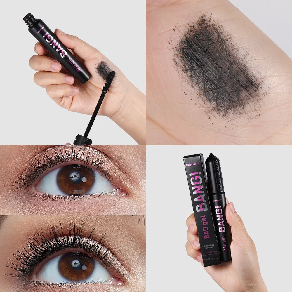 Black Waterproof Mascara 4D Lengthening Curling Volumizing Eyelash Extension Smudge Proof Long Lasting Korean Eye Makeup