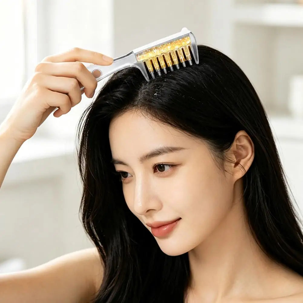 Hair Serum Applicator Comb， Scalp Massage Liquid Dispenser for Essential Oil, Anti Hair Loss Root Treatment Brush Tool