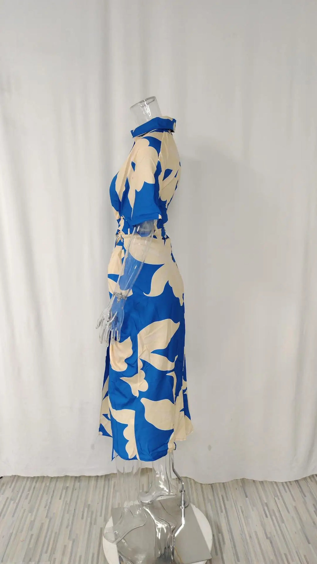 Elegant Dresses For Lady Vestidos 2026 Woman Dress Vestido Commuting Temperament Printed Irregular Leace-up Lapel Slim Contrast