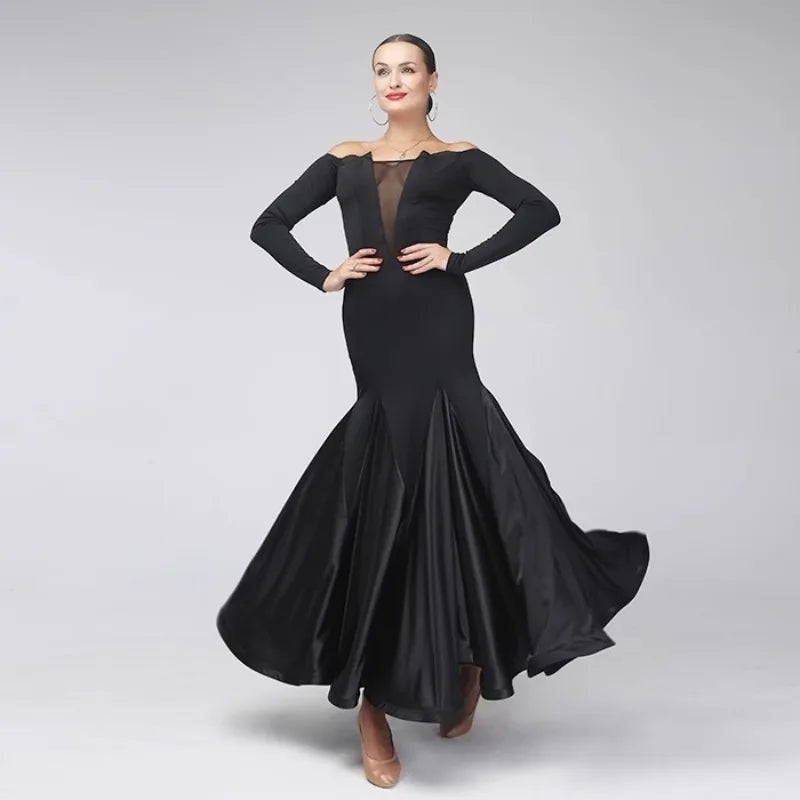 customized Sexy adult ladies modern suit long skirt performance Clothing ballroom dance dress vestido de mujer