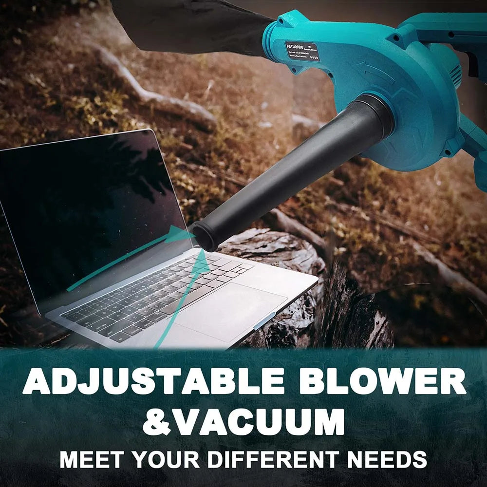 PATUOPRO 2 In 1 Cordless Electric Blower Suction Leaf Computer Dust Collector Snow Blowing For Makita 18V Battery（No Battery）