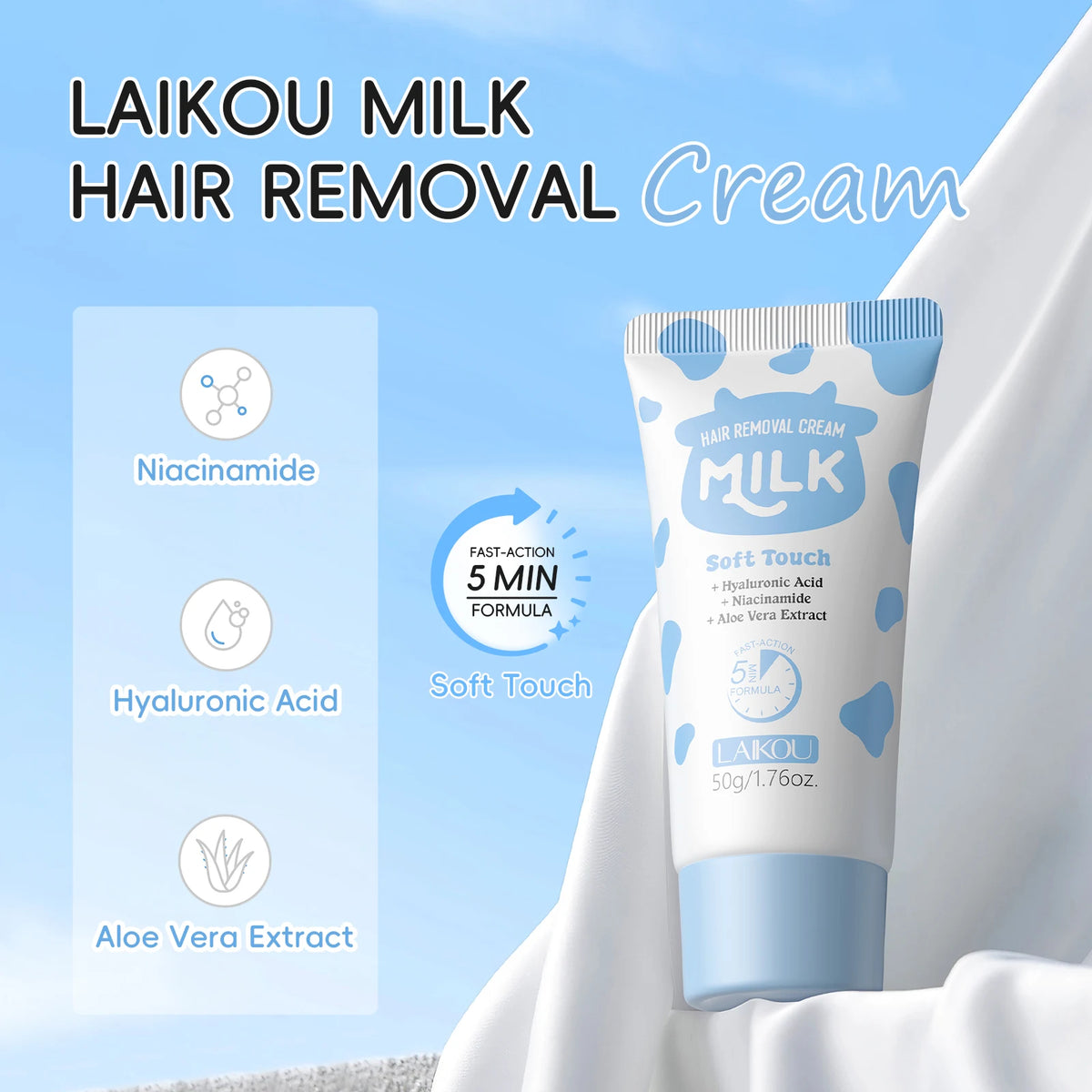 LAIKOU Milk Hair Removal Cream Gentle Depilatory Smooth Skin Treatment for Facial And Body Even Tone