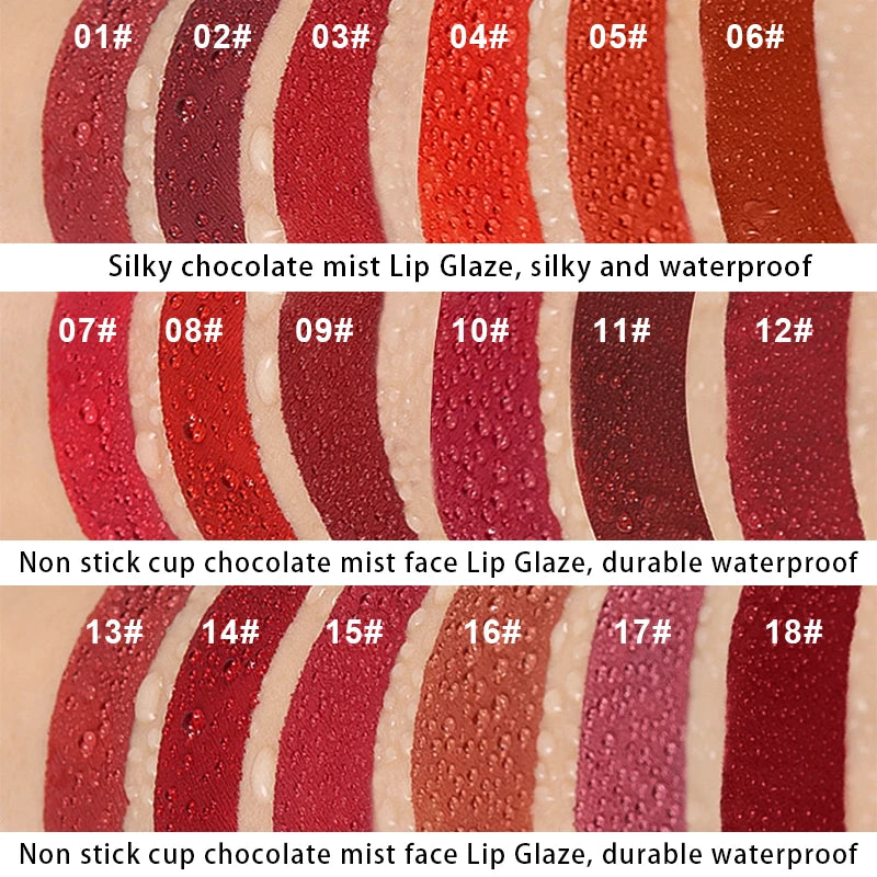 Velvety Matte Liquid Lipstick Long-lasting Lip Gloss Lip Makeup Cosmetics Moisturizing Lip Tint Waterproof Non-marking 1PCS