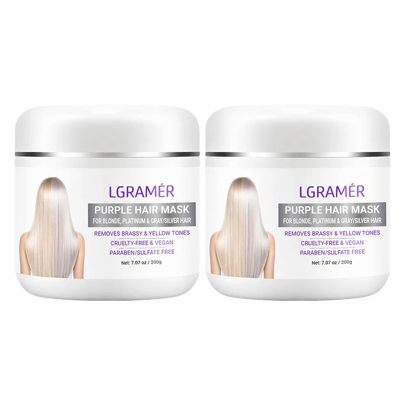 Purple Hair Mask for Blonde Silver Platinum Gray Hair Nourishes,Smooths & Adds Shine Eliminate Brassy Yellow Tones Damaged Hair