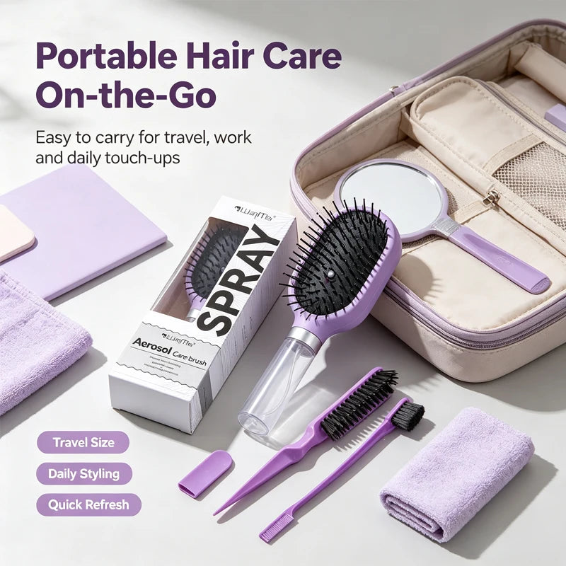 Anti Static 2 in 1 Air Cushion Hair Brush Set Hydrating Spray Massager Comb for Curly Dry Frizzy Hair