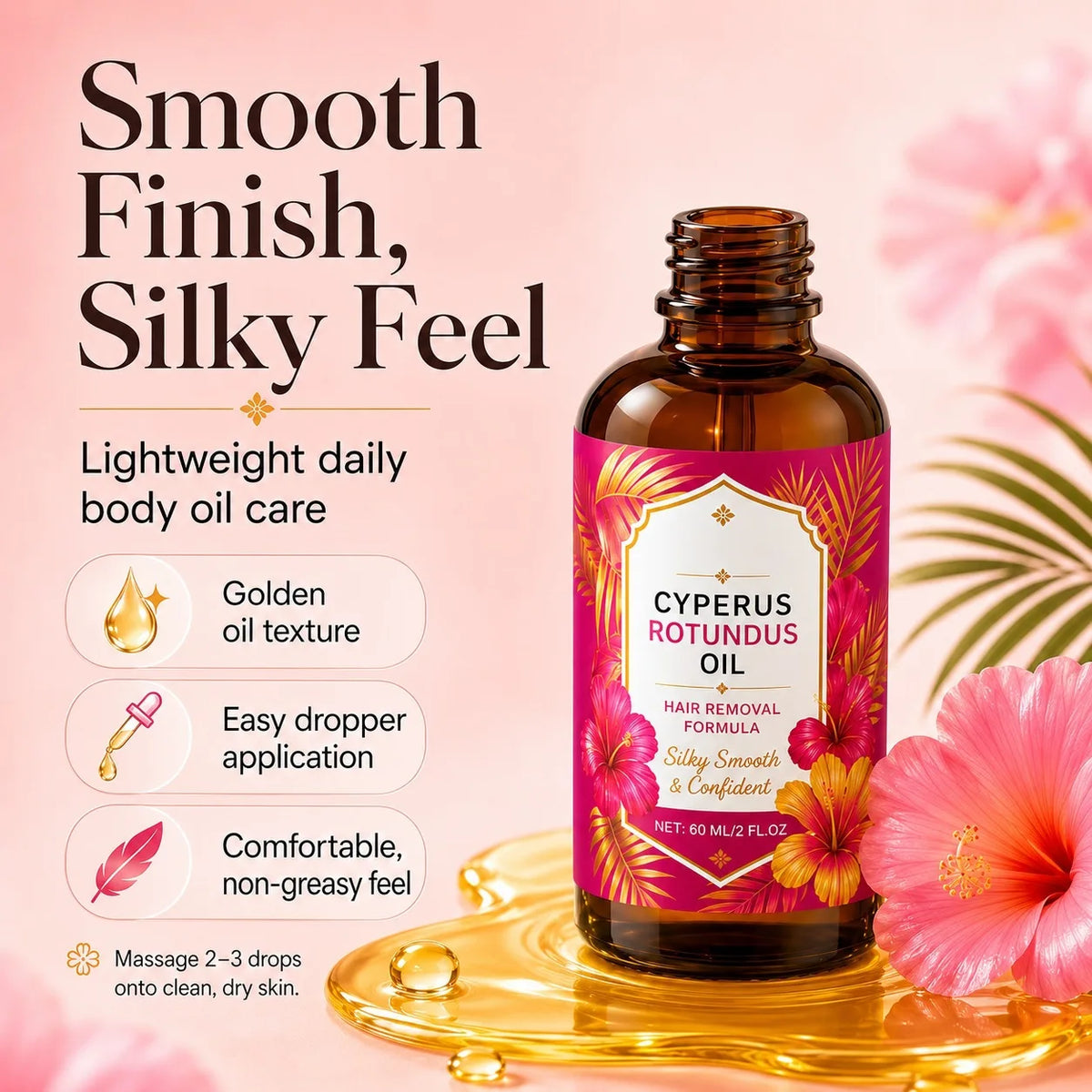 Cyperus Rotundus Oil Aconite essence Oil Body Hair Care Natural Hair Reduces Unwanted Hair, Soothes Skin, Post-Wax & After-Shave