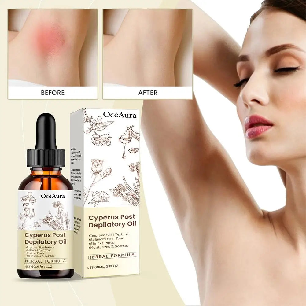 Natural Cyperus Rotundus Essential Oil 60ml for Hair Removal Moisturizing Soothing Skin Reducing Body Hair Painless After