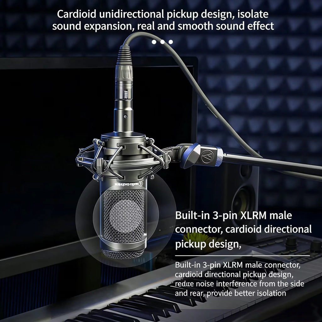 Audio-Technica AT2035 Cardioid Condenser Microphone Professional Studio Recording for Podcast Live Streaming with Shock Mount