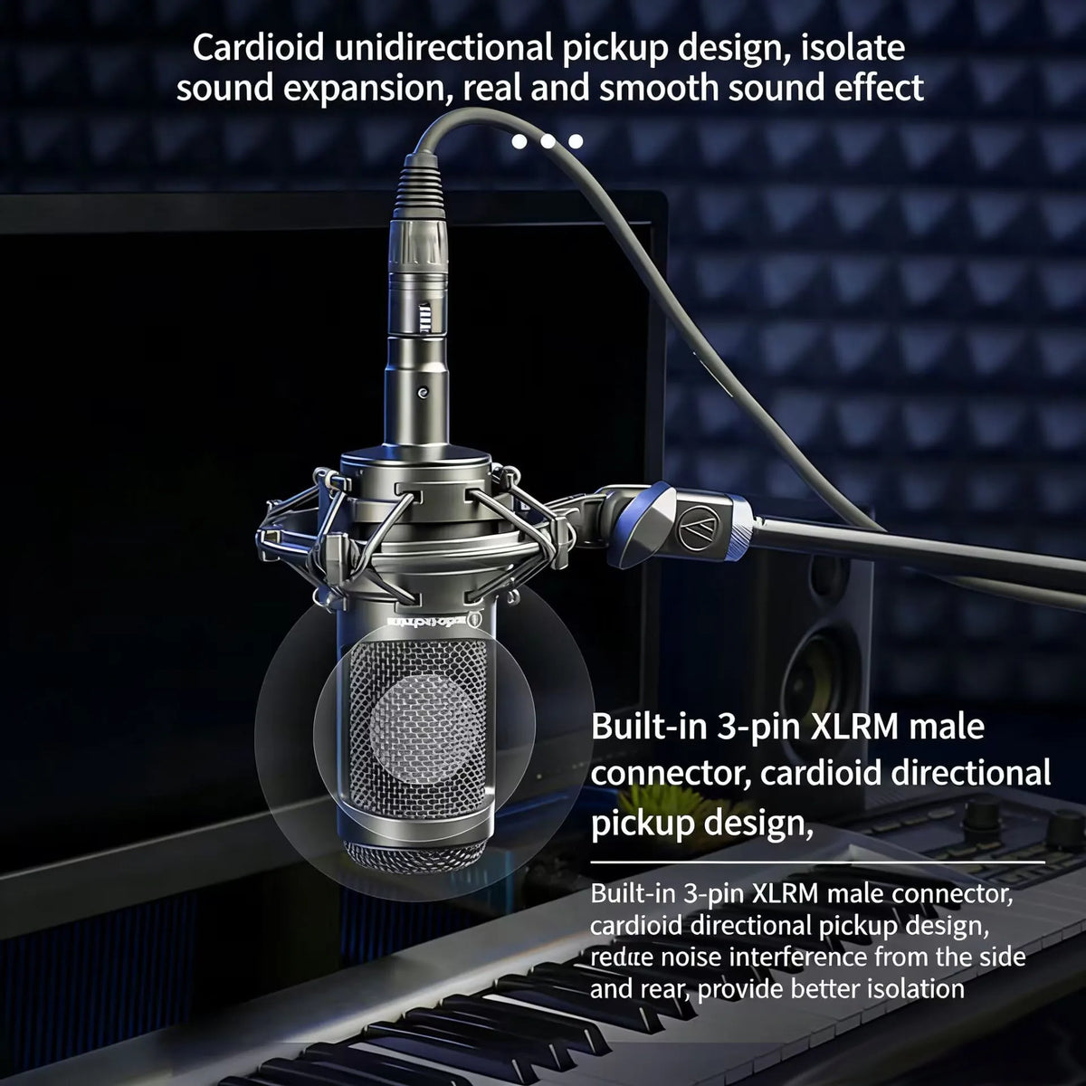 Audio-Technica AT2035 Cardioid Condenser Microphone Professional Studio Recording for Podcast Live Streaming with Shock Mount