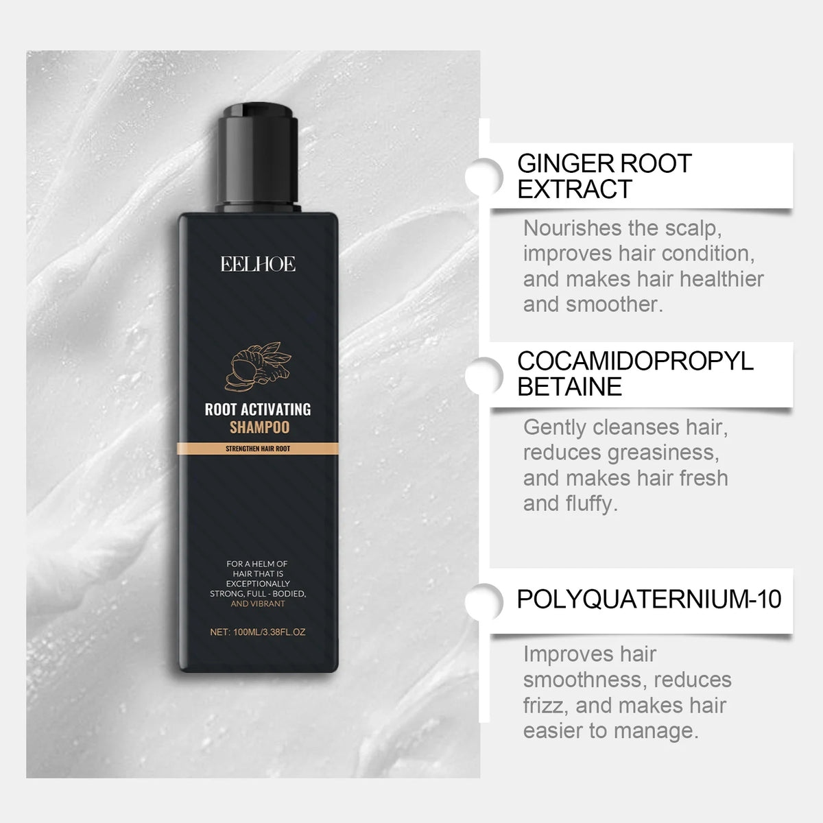 Eelhoe Ginger Root Hair Care Shampoo Series Dandruff Control Reducing Brittle Pure Plant Strengthens Roots Shampoo for Hair Loss