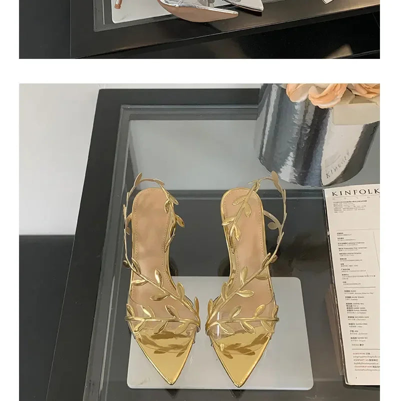 Street Style Fashion PVC Transparent Pointed Toe Women Sandals Street Prom Thin Heels Shoes Summer Zapatos De Mujer