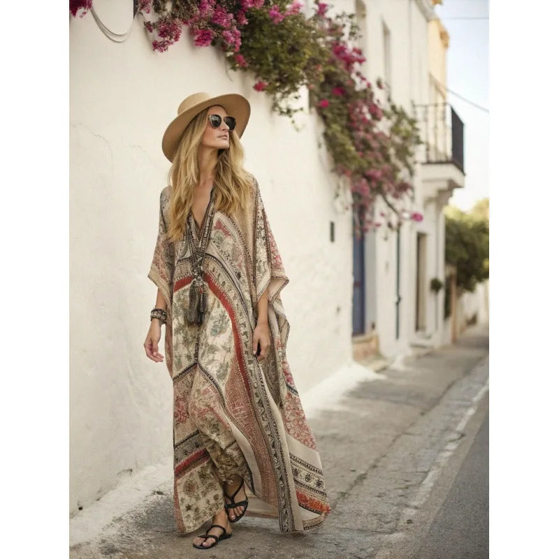 New Bohemian Style Women's Beach Resort 3D Print Loose Dress