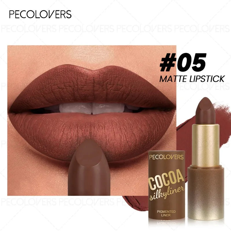 1pcs Multi-color Lipstick, Brown Lip Gloss, Waterproof and Long-lasting, Full and Charming Lips, Lip Cosmetics