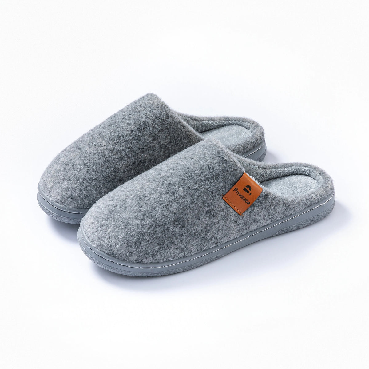 House Slippers for Men Warm TPR Non Slip Felt Soft Memory Foam Cushion Indoor Shoes Winter Comfortable