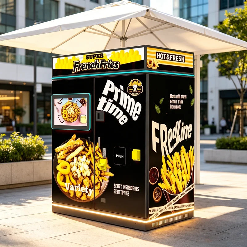 Hot Food air Fryer Vending Machine Automatic Fried French Fries Vending Machine for Sale Selling 2 Types of Food Customized