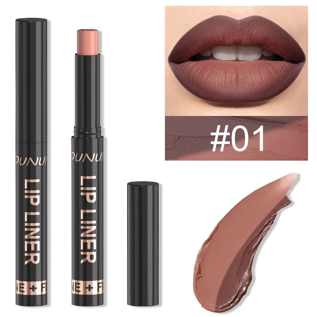 9 Colors 2-in-1 Lip Liner Lipstick, Dual-Ended Matte Lip Pencil, Easy Application Non-Stick Cup Longwear Lip Contour Crayon