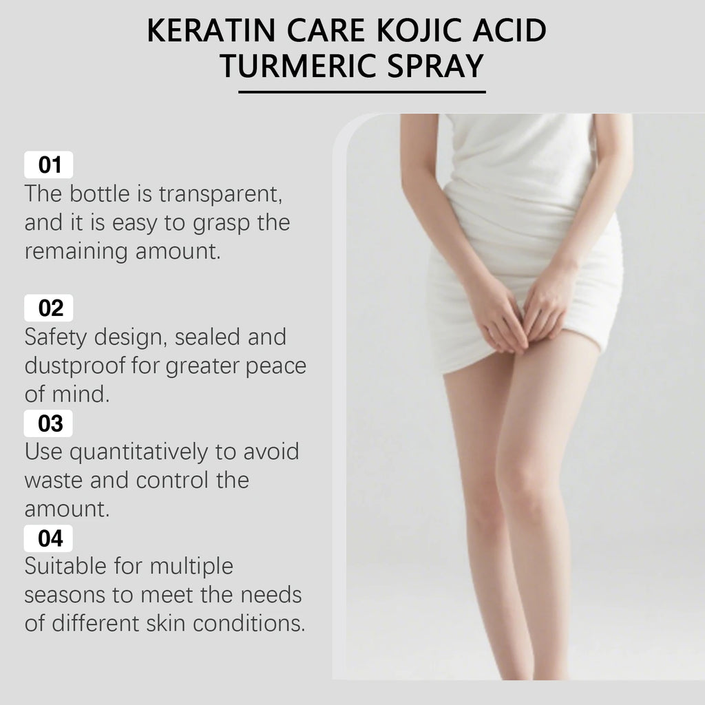 Keratin Care Kojic Acid Turmeric Spray Brightens Uneven Skin Tone Improves Dullness Full Body Use Skin Spray Smooth Skin