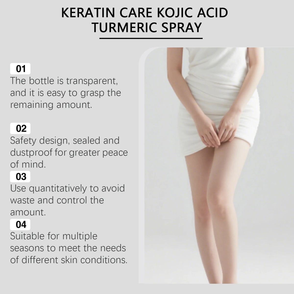 Keratin Care Kojic Acid Turmeric Spray Brightens Uneven Skin Tone Improves Dullness Full Body Use Skin Spray Smooth Skin