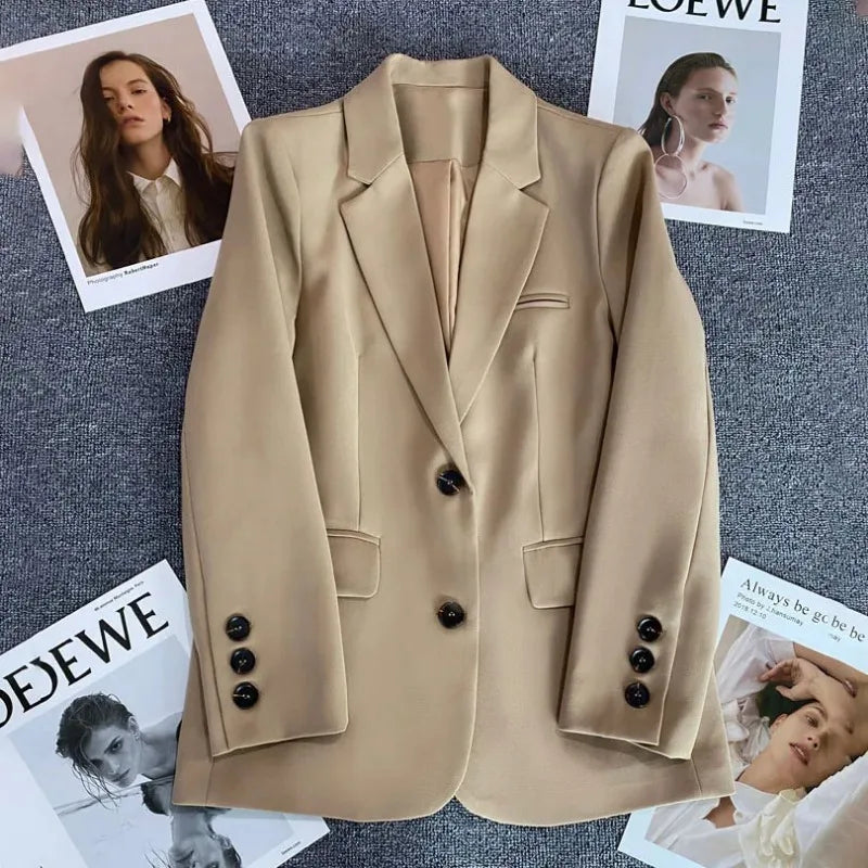 Elegant Office Lady Blazers for Women 2025 Fashion Long Sleeve Single Button Blazer Coats Female Top Suit Jackets Outerwears