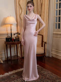 GACVGA Satin Elegant Maxi Evening Dress for Women Summer Sleeveless Backless Robe Gown Club Sexy Bodycon Long Dress Vestido