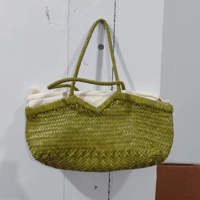 Bamboo Woven Market Shopping Basket,Handmade Women Shoulder Bag,designer Large Capacity Tote Bag,Summer Vacation Beach Handbag
