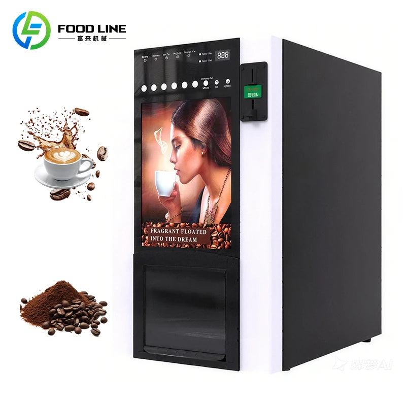 Automatic Espresso Coffee Machine, Commercial Fully Automatic Self-service Coffee Vending Machine for Office Cafe Public Places