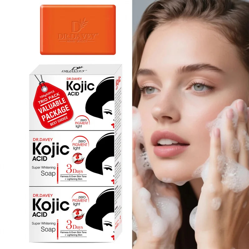 3pcs Kojic Acid Soap Cleansing and Moisturizing Handmade Soap for Bathing, Face Washing, and Skin Moisturization