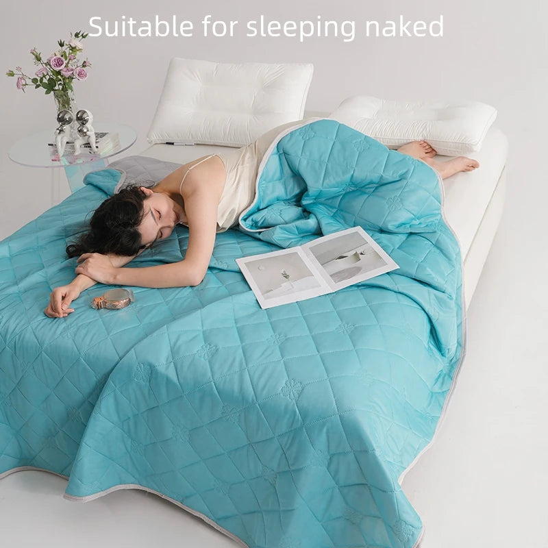 New Soft Cooling Blanket Lightweight Smooth Air Condition Comforter Lightweight Summer Cool Quilt Double Side Cold Bedspread