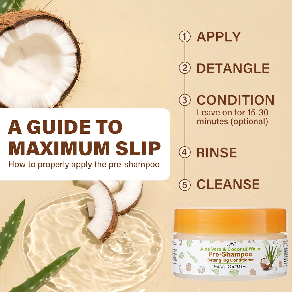 Pre-Shampoo Hair Detangler with Aloe & Coconut | Minimizes Breakage, Hydrates & Strengthens | Pre-Poo Treatment for Natural Curl