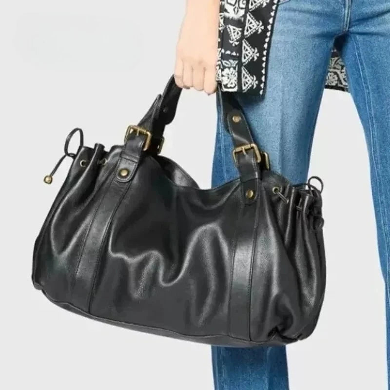 Elegant Versatile Boston Bag for Women Simple Cross‑body Shoulder Handbag Soft Polyester Lining for Work Daily Office Use