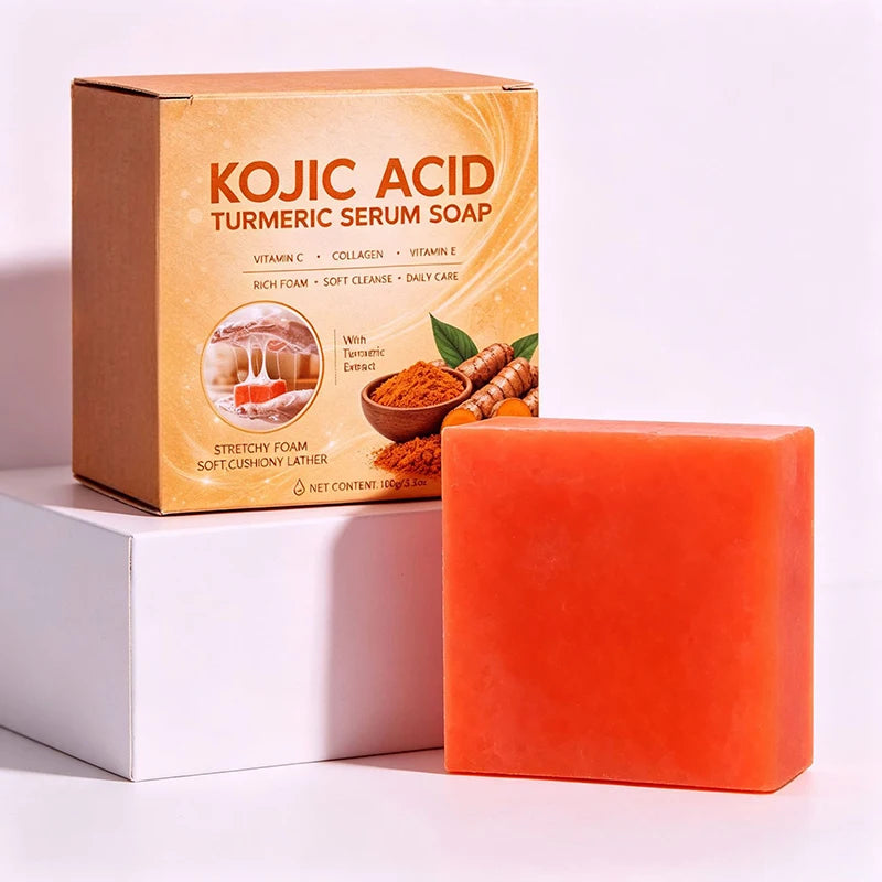 Kojic Acid Turmeric Serum Soap 100g Gentle Clean Rich Foam Facial Body Cleansing Bath Soap Oil Control Brighten Skin Soap