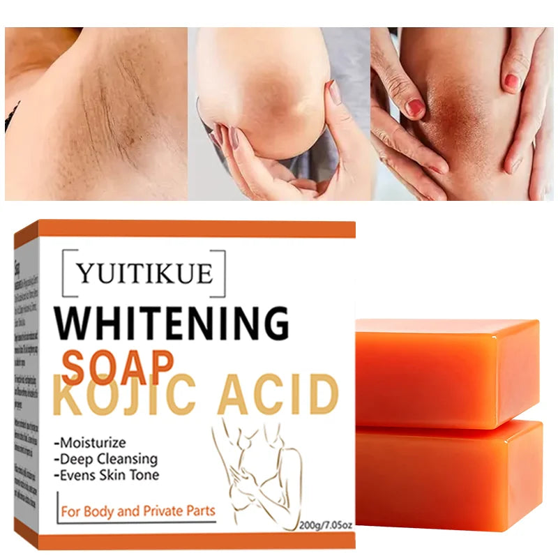 200g Kojic Acid Soap Whitening Soap Deep Cleansing Moisturizing Evens Skin Tone Face Body Intimate Areas Cleansing Bar Soap