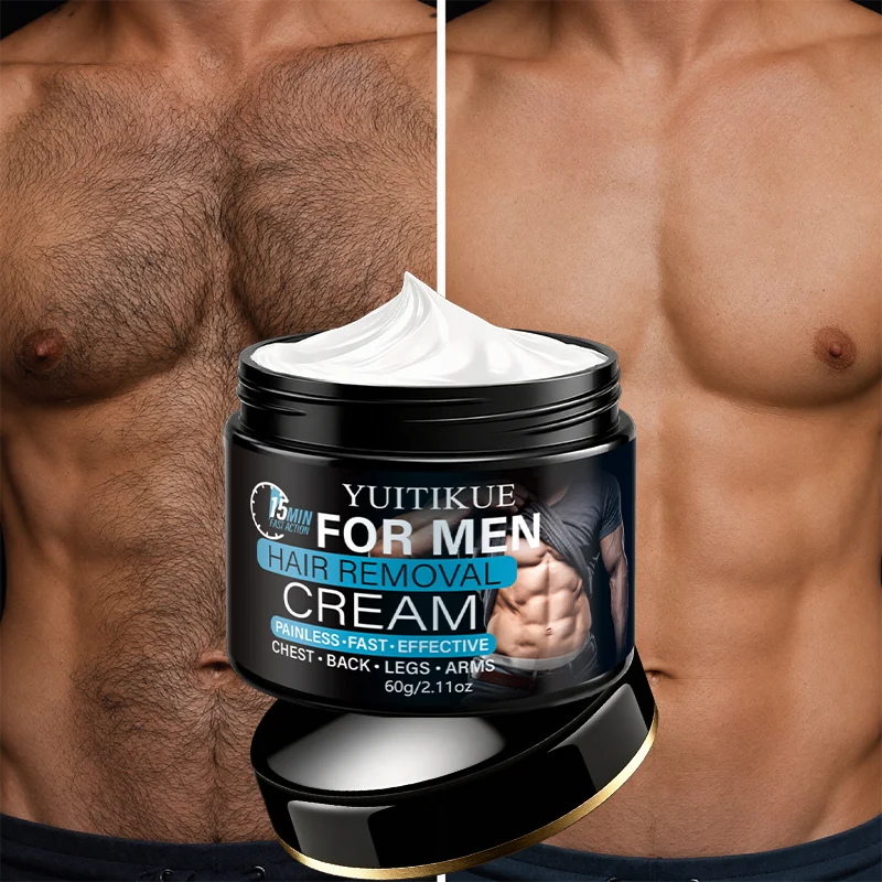 YUITIKUE For Men Hair Removal Cream, 15 Min Fast Painless Depilatory Cream for Chest Back Arms Legs 60g