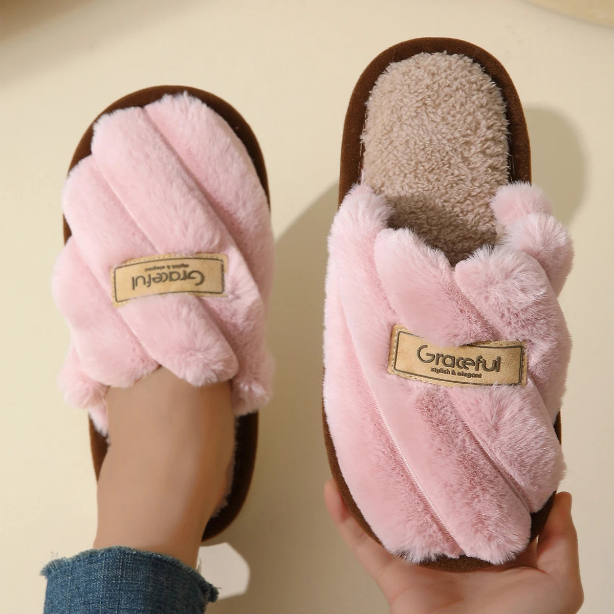 Winter Warm Plush Women Slippers Non Slip Soft Shoes Comfort Flat Heel Indoor Bedroom Couple's Slippers for Home Shoes