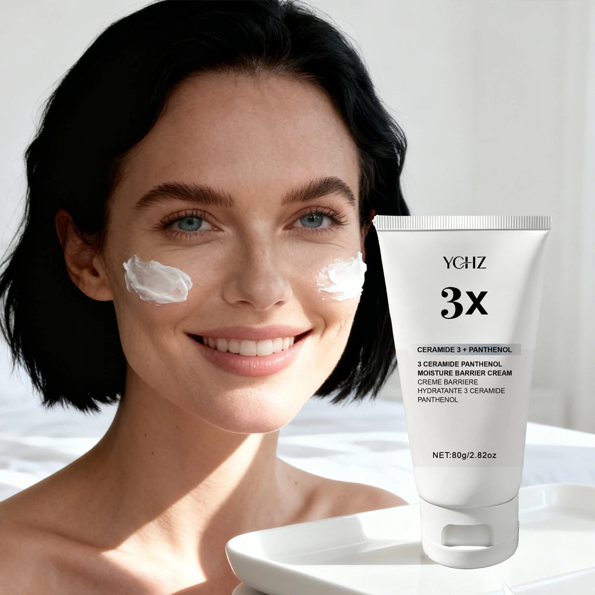 3X Ceramide Panthenol Moisturizing Barrier Cream, Suitable for All Skin Types, Daily Facial Moisturizer, Soothing, Non-Comedogenic, Contains Centella Asiatica, Korean Skincare, 80g