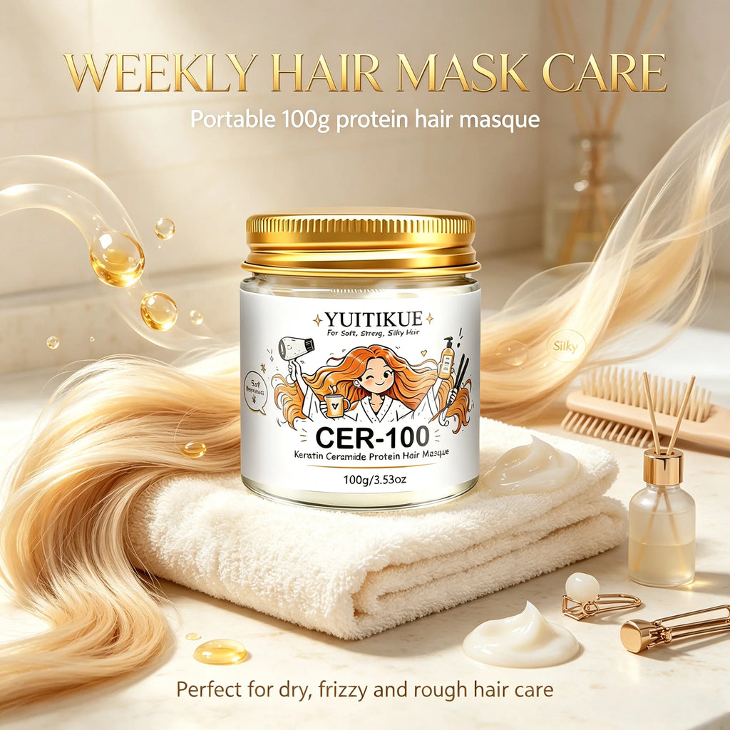 YUITIKUE Keratin Ceramide Hair Masque CER-100 Deep Moisturizing Treatment Mask For Silky Soft Strong Hair