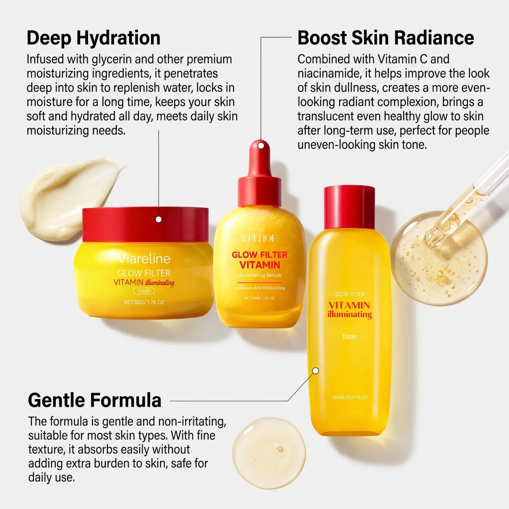 Korean Vitamin C Plumping Serum Strengthens Skin Barrier Brightening Face Skin Care Set Vitamin Face Cream Daily Facial Skincare