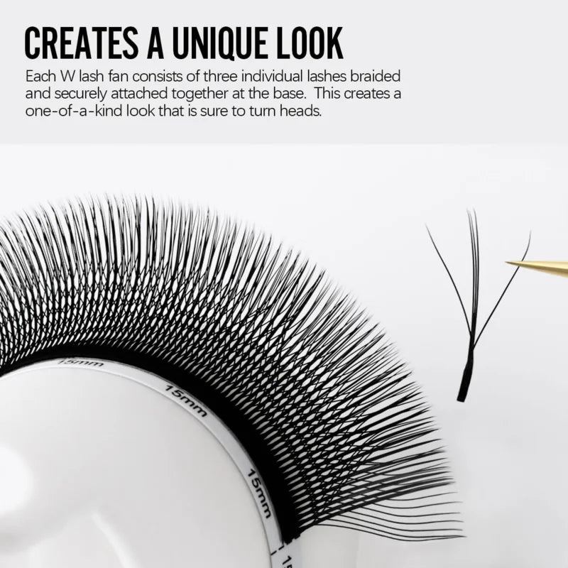 SENSE LASHES Wispy 3D W Shape Eyelash Premade Fan Lashes Wet Eyelash Extensions Matte Black Natural pestañas Fibras Tecnológicas