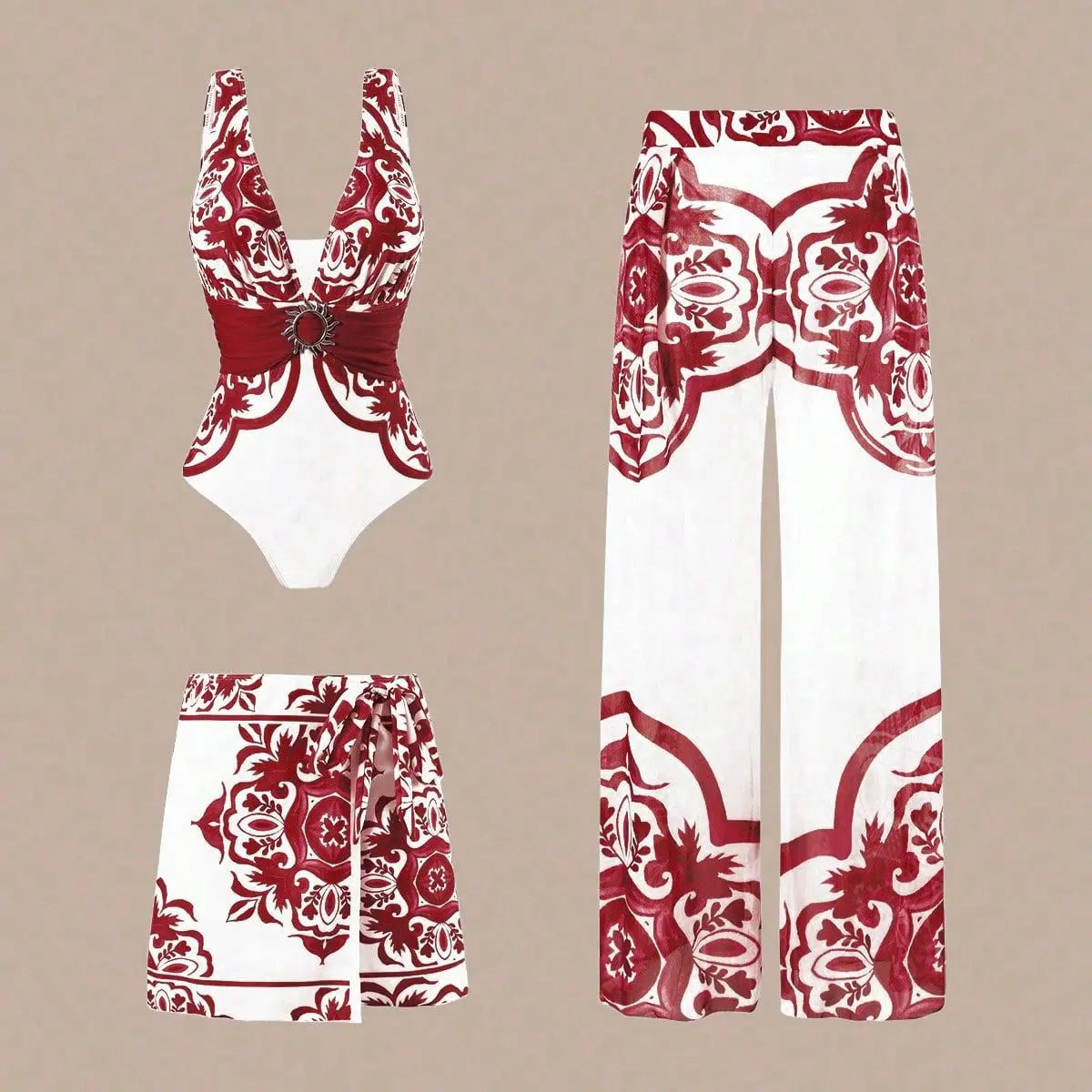 Bathing Suit Women Fashion Trend Sexy Swimwear Three-piece Jumpsuit Pants Set European And American Swimsuits