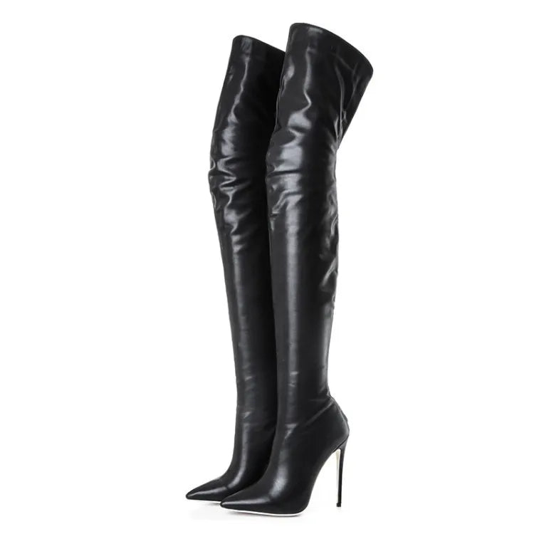 Sexy Womens Shoes Exquisite Pointed Tip High Heeled Boots for Woman Fashion Model Over The Knee Boots Designer Shoes Botas Mujer