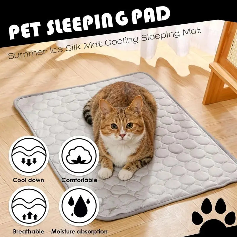Pet Cooling Mat 50x40cm, Non-Toxic Foldable Cooling Pad, Scratch-Resistant Washable Cat Cooling Mat, HJ