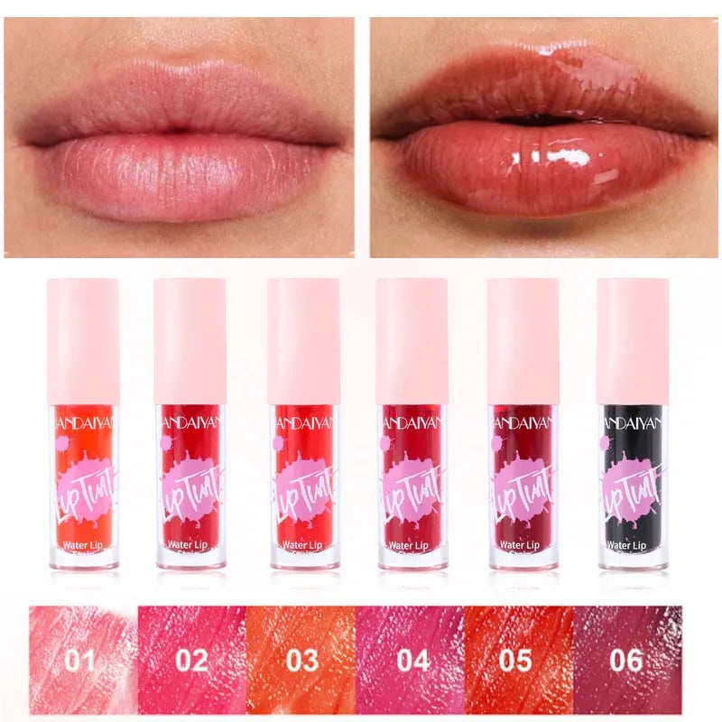 Liquid Lip Stain Lipstick Makeup Water Light Fruit Juice Lip Gloss Tint Moisturizing Waterproof Non-Stick High Pigment Lipstick