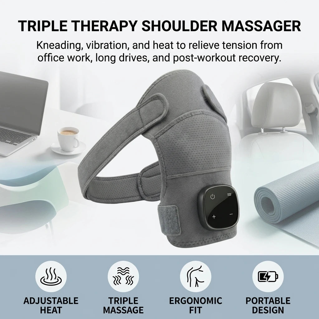 Shoulder Massager With Heat Vibration And Kneading Triple care Devices For Neck 5 Temperature Settings Massage Tools