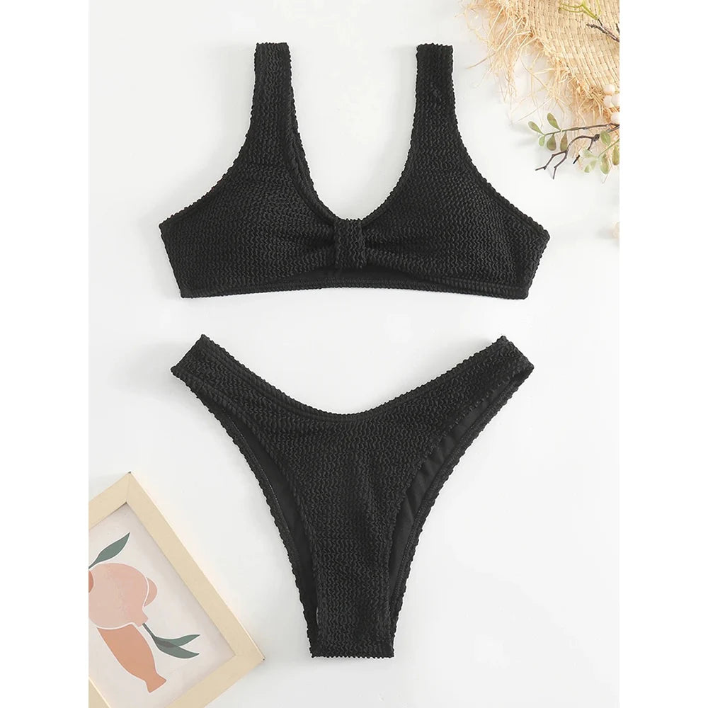 Sexy Plain Bikini Women's Swimsuit Brazilian Female Swimwear 2026 Push Up Bathing Suit Thong Bikinis Sets Two-piece Beach Wear